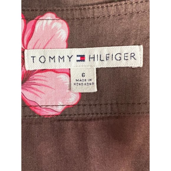 Tommy Hilfiger Y2K Brown Floral Wrap Skirt 6 Brown Floral Cotton - Picture 14 of 16
